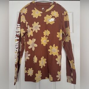 NIKE (Rare) Men’s Size S Have A Nike Day Long Sleeve Brown Floral Shirt